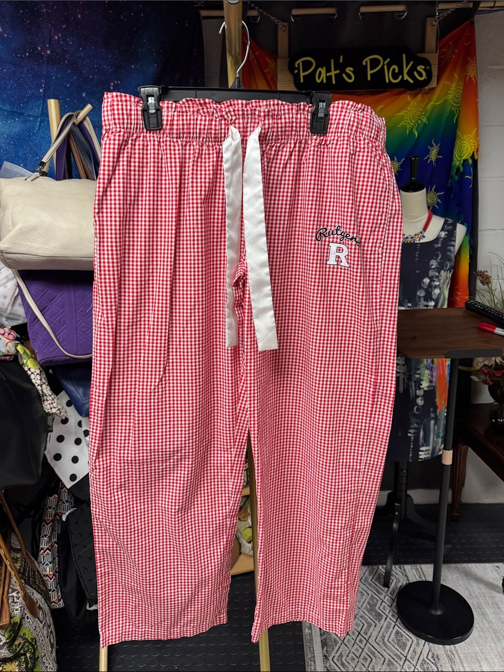 Women’s Rutgers Red Gingham Drawstring Bottoms